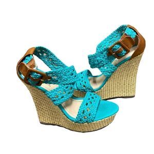 Rouge Helium Seafoam Green wedge Sandal Size 8 NWT